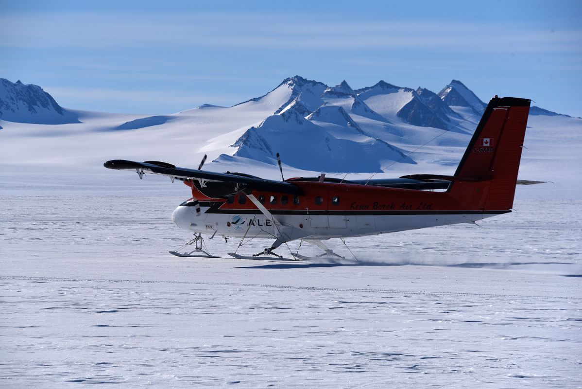 01C Kenn Borek Air Twin Otter Airplane Taxiing For Takeoff At Union Glacier Camp Antarctica To Mount Vinson Base Camp